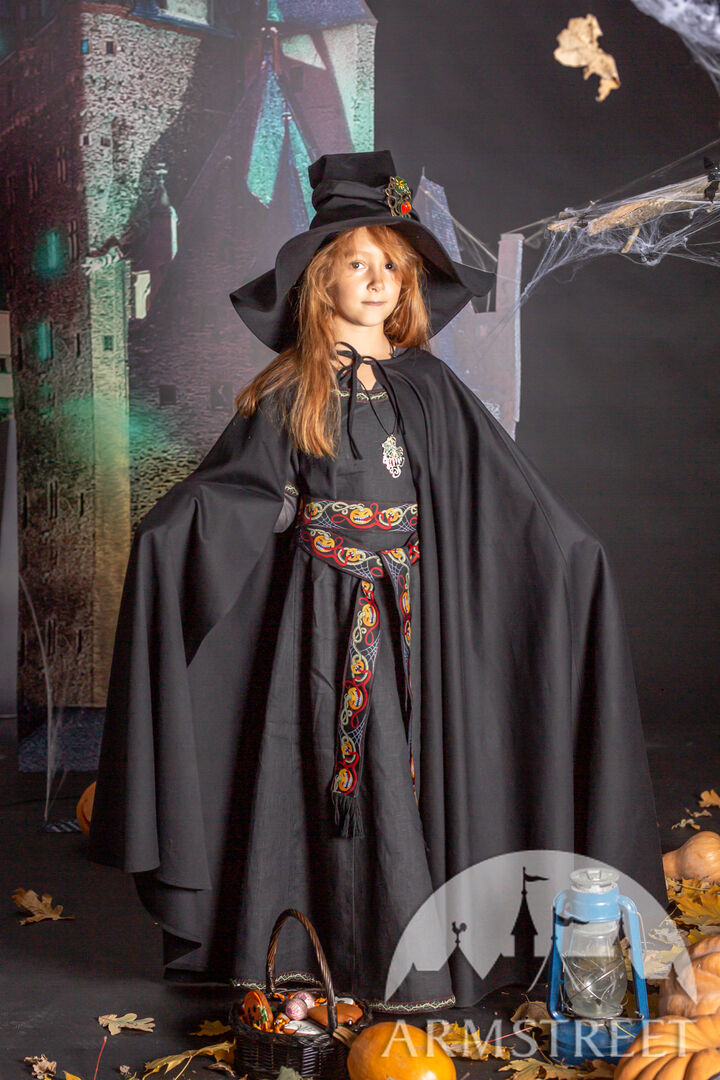 Mittelalter Umhang Für Mädchen - Samt Cape Mit Kapuze Für Halloween & Karneval