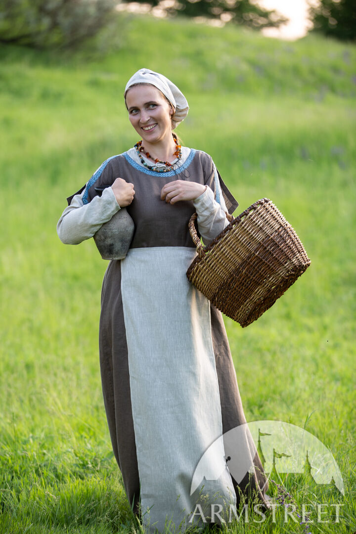 Mittelalter-Schürze Aus Leinen – Renaissance Halbschürze, Lang & Atmungsaktiv (weiß/grau)