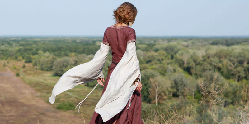 Mittelalter Kleid Aus Leinen „Bogenschützin“ mit Tunika und Mieder