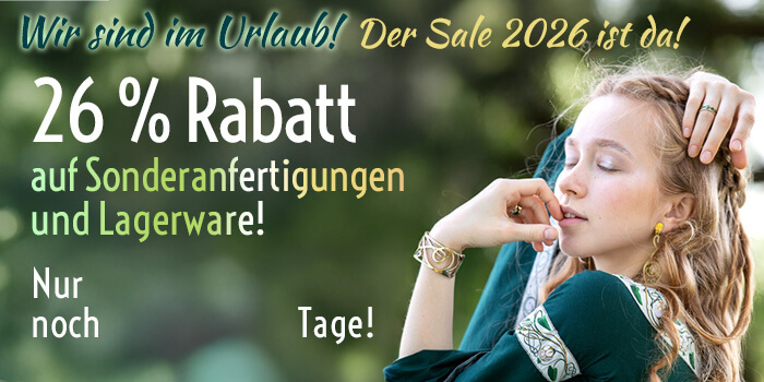 Wir sind im Urlaub! Der Sale 2026 ist da! Sichern Sie sich 26 % Rabatt auf Sonderanfertigungen und Lagerware!
