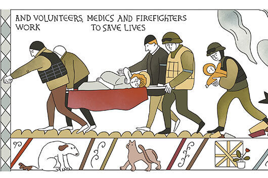 And volunteers, medics and firefighters work to save lives